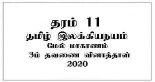 தரம் 11 தமிழ் இலக்கியநயம் மேல் மாகாணம் 3ம் தவணை 2020